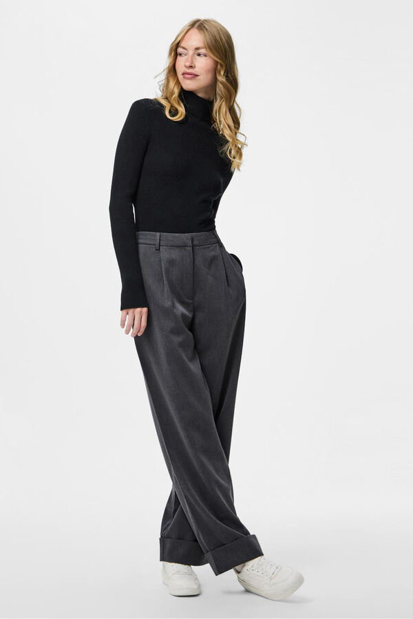 Pieces Jersey b&aacute;sico cuello vuelto negro