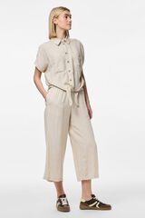 Pieces Pantal&oacute;n culotte de lino con cintura el&aacute;stica gris