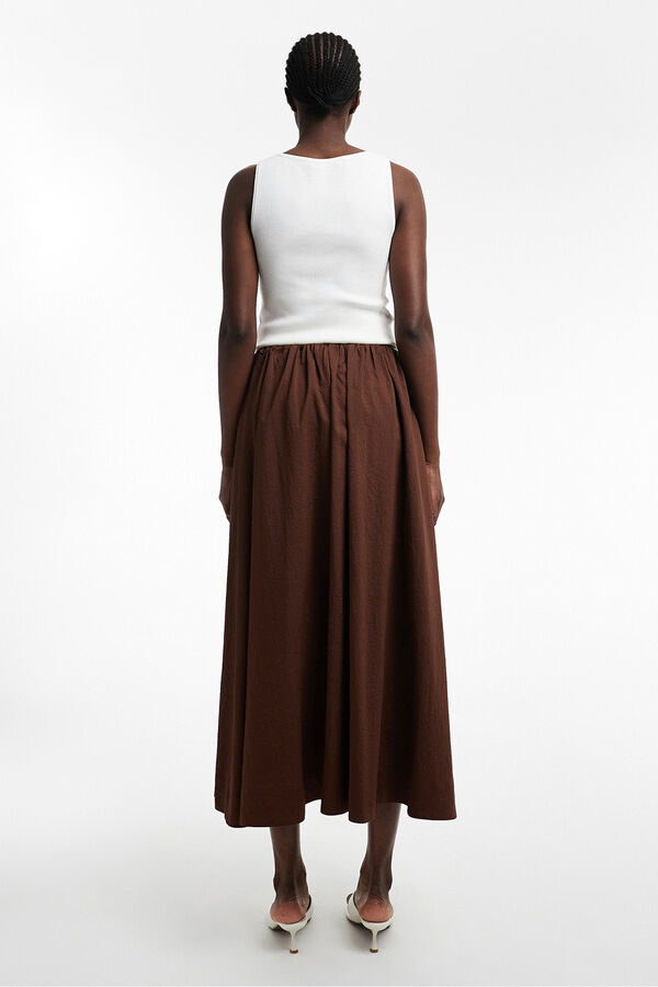 Topshop Falda midi algod&oacute;n marr&oacute;n