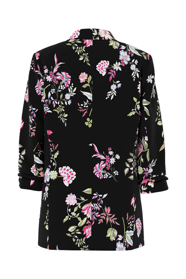 Pieces Blazer estampada con manga tres cuartos negro