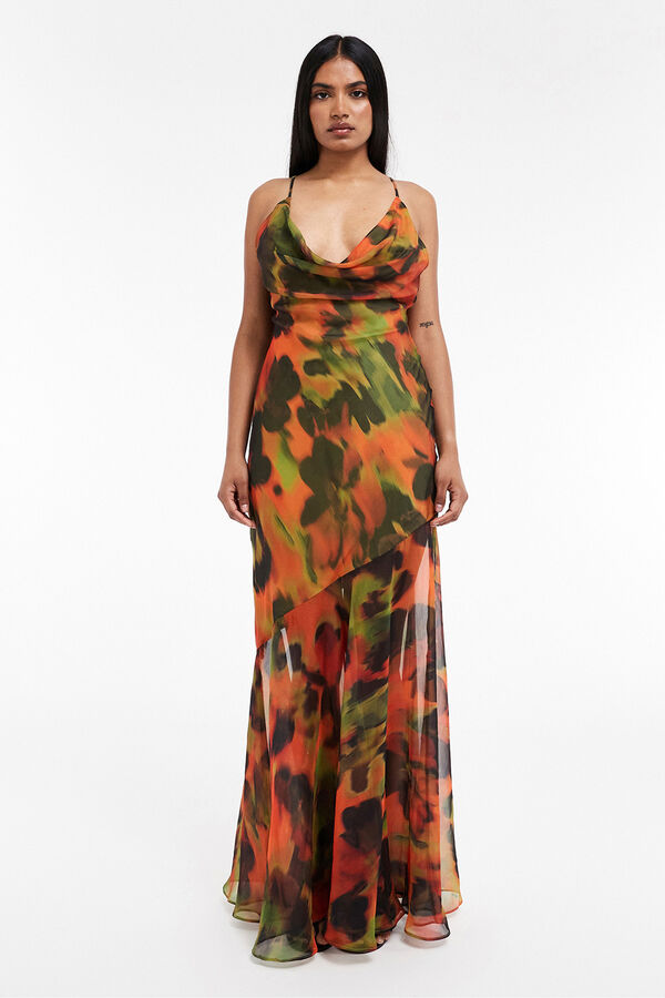 Topshop Vestido largo estampado verde