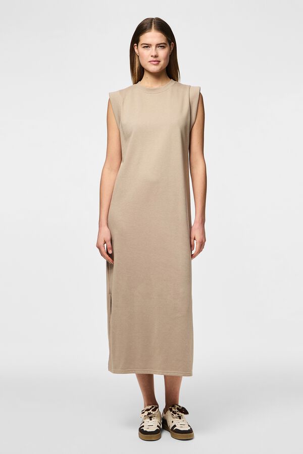 Pieces Vestido largo de algod&oacute;n beige