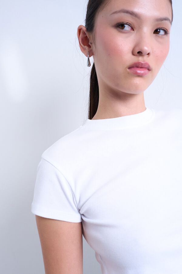 Topshop Camiseta manga corta algod&oacute;n blanco