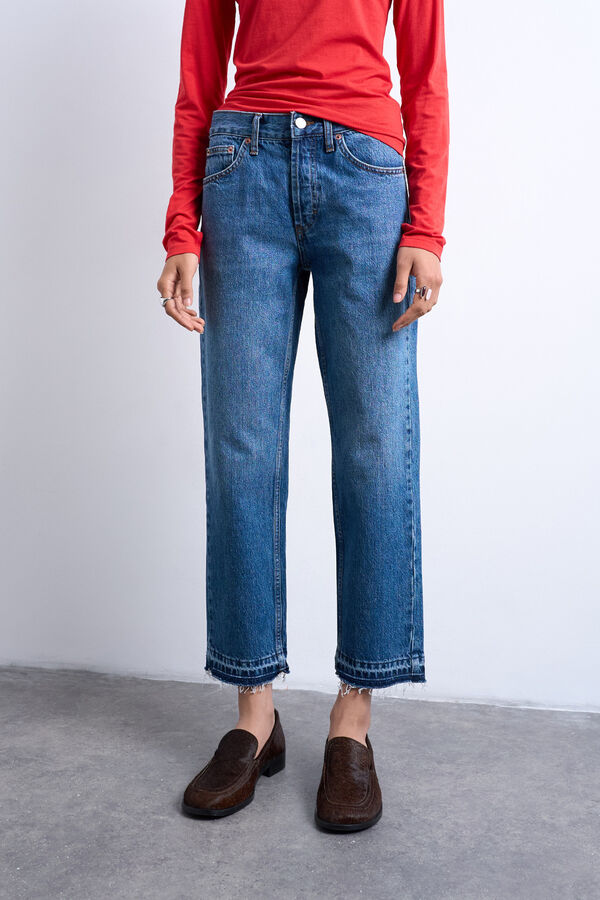 Topshop Jeans straight fit cropped. azul