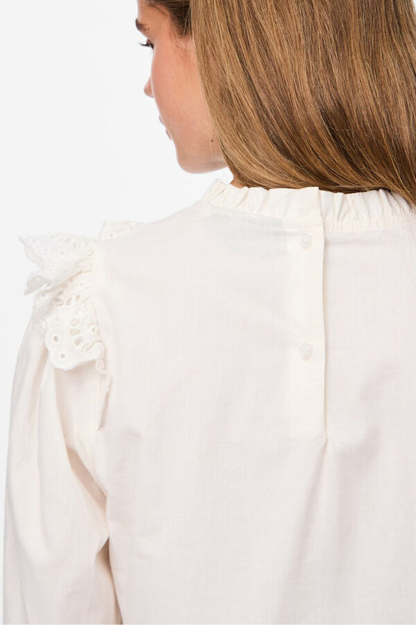 Pieces Blusa volantes con bordado ingles blanco