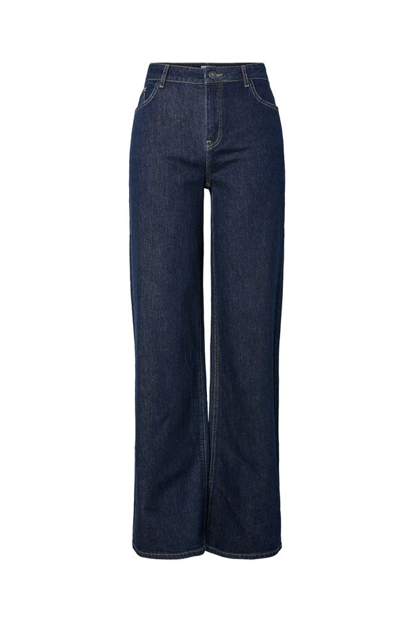 Pieces Jeans anchos tiro medio azul