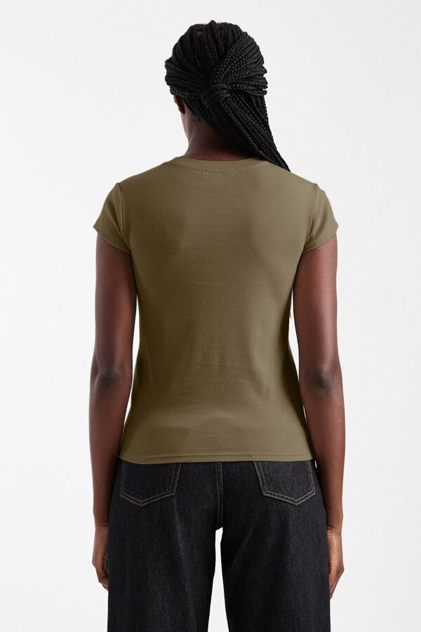Topshop Camiseta manga corta algod&oacute;n marr&oacute;n