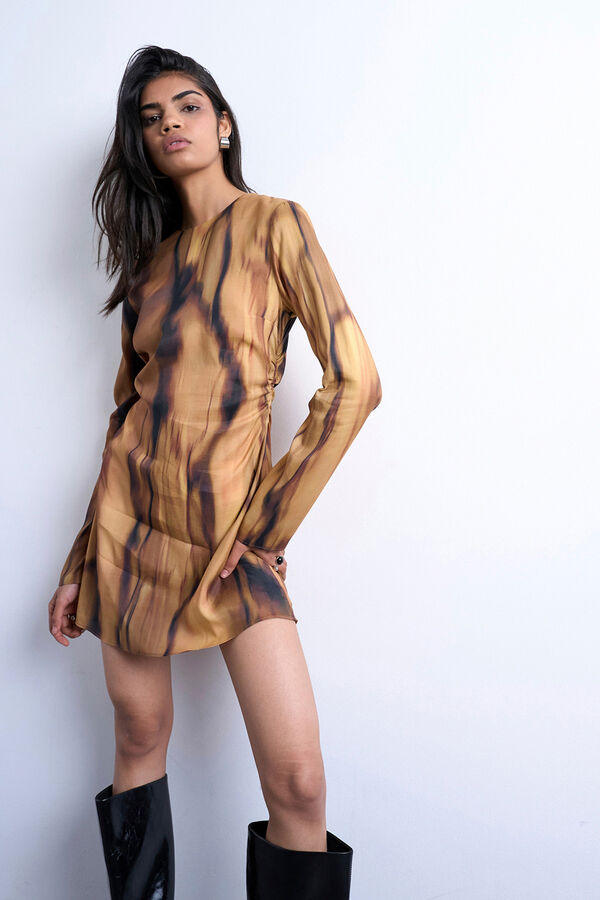 Topshop Vestido mini de viscosa marr&oacute;n