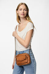 Pieces Bolso bandolera 100% piel marr&oacute;n