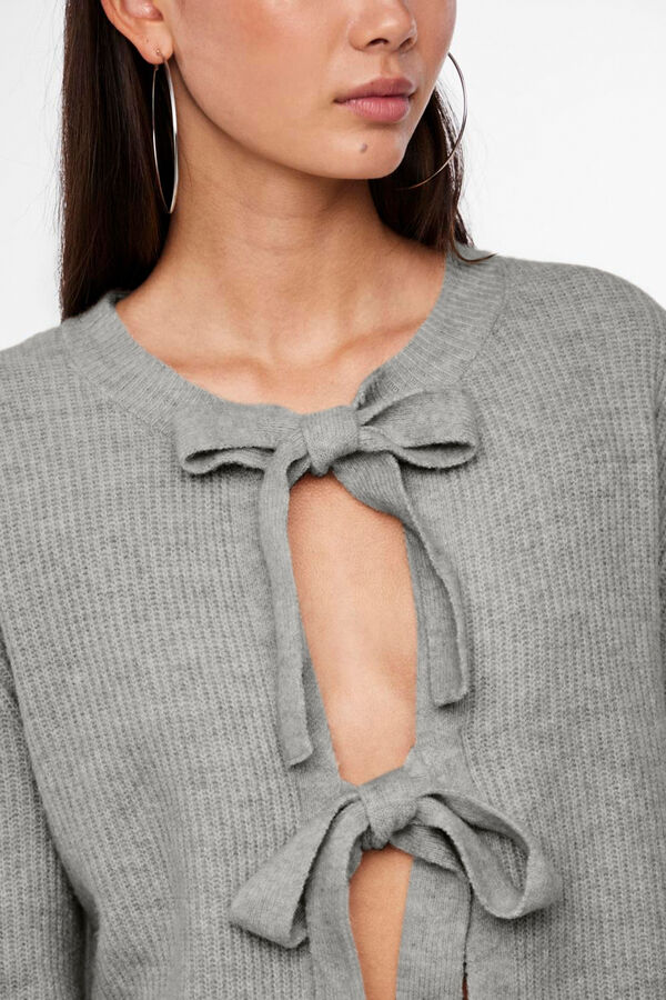 Pieces Jersey punto reversible c&aacute;rdigan lazada gris