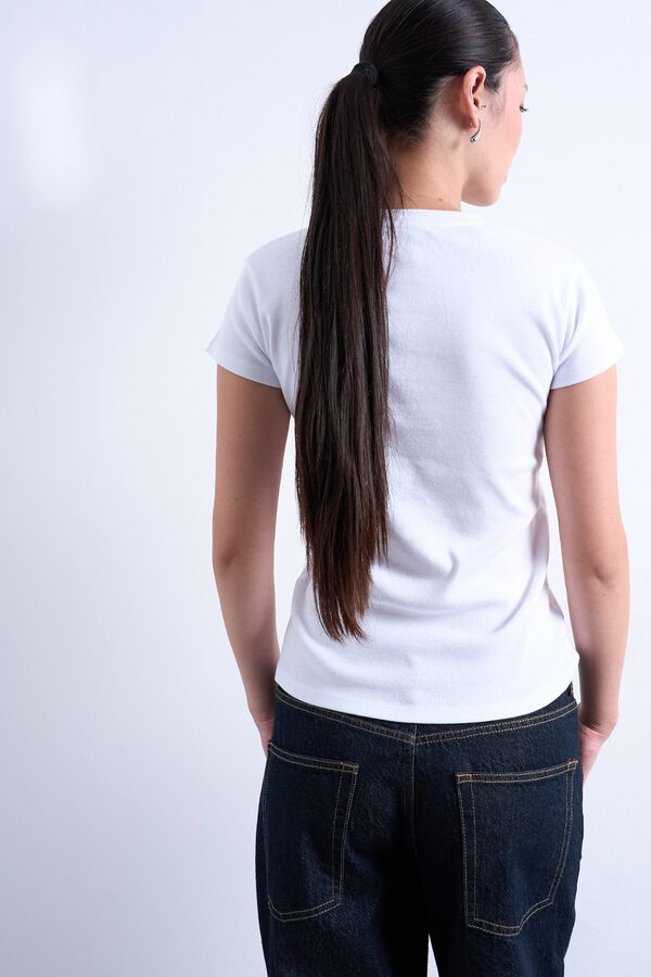 Topshop Camiseta manga corta algod&oacute;n blanco