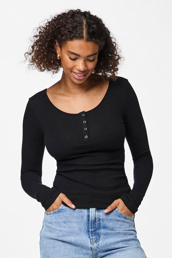 Pieces Camiseta de canal&eacute; manga larga negro