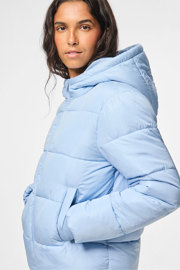 Pieces Chaqueta acolchada corta capucha azul