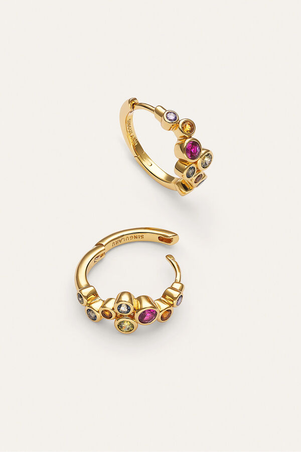 Singularu Pendientes Aro Rainbow Bubbles S Ba&ntilde;o Oro amarillo