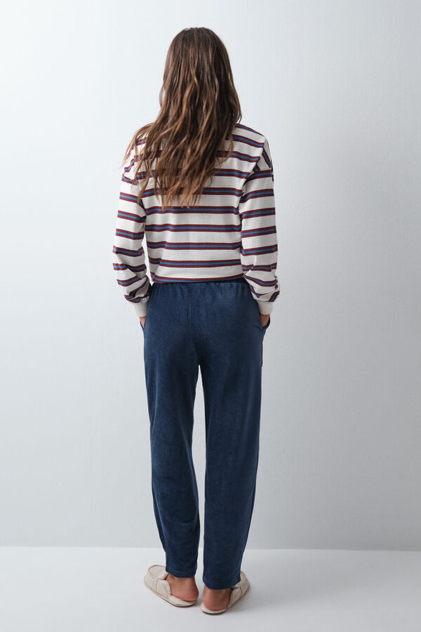 Women'secret Pantal&oacute;n largo pana azul azul