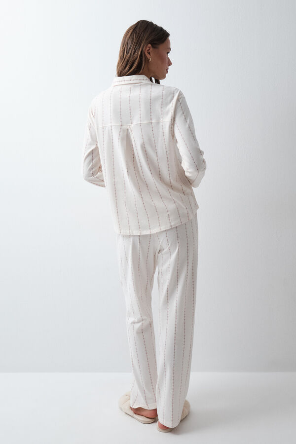Women'secret Pijama largo camisero cowboy marfil