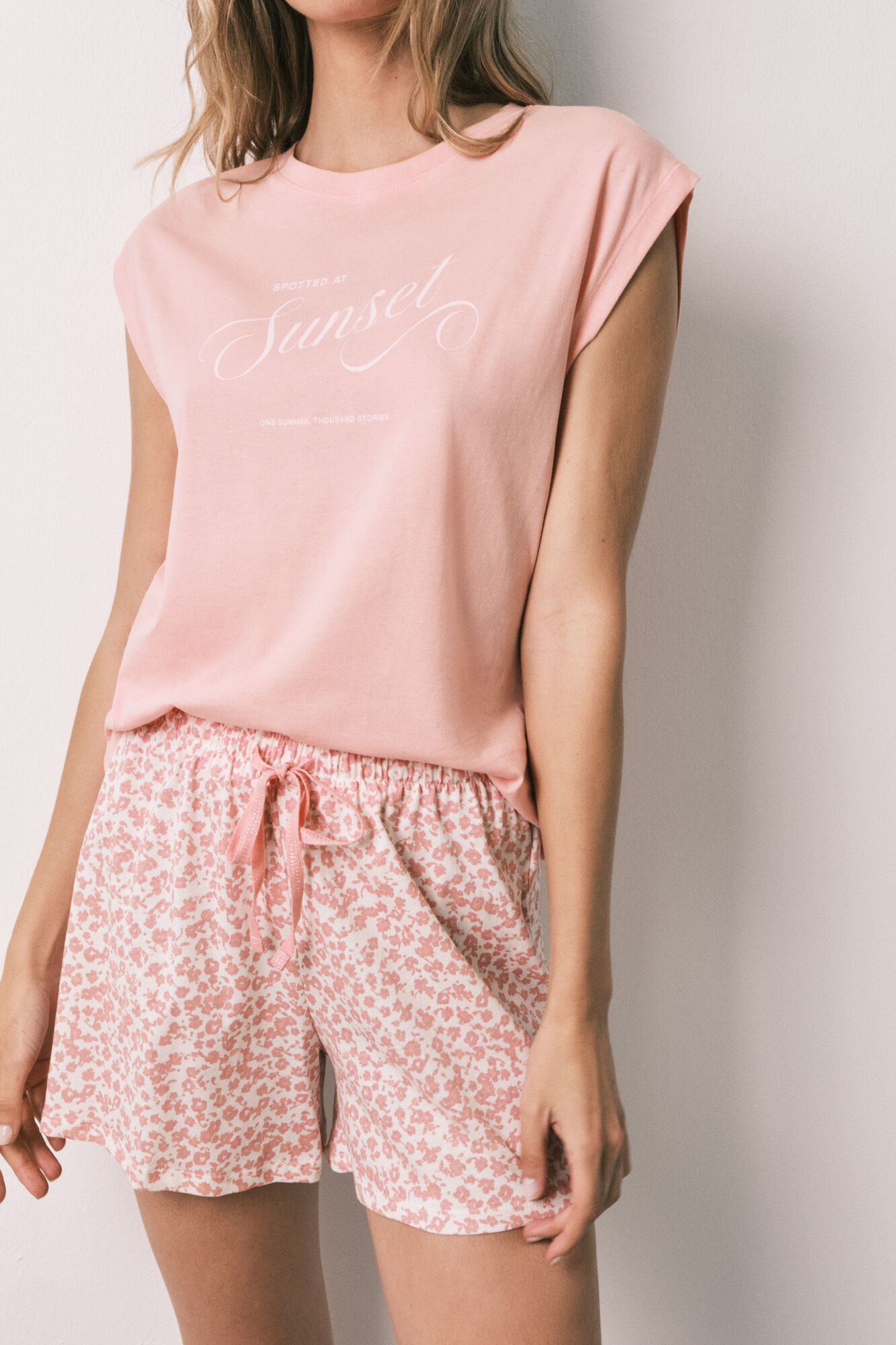 Women'secret Pijama corto algod&oacute;n rosa miniflor