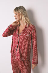 Women'secret Pijama camisero largo estampado corazones rojo estampado