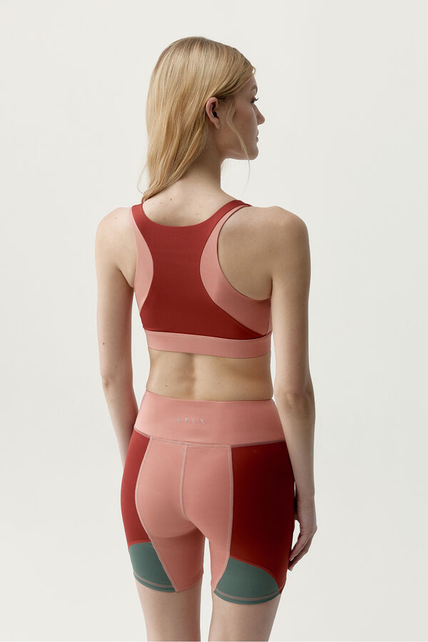 Born Living Yoga Top deportivo Darana  rojo coral/verde estampado