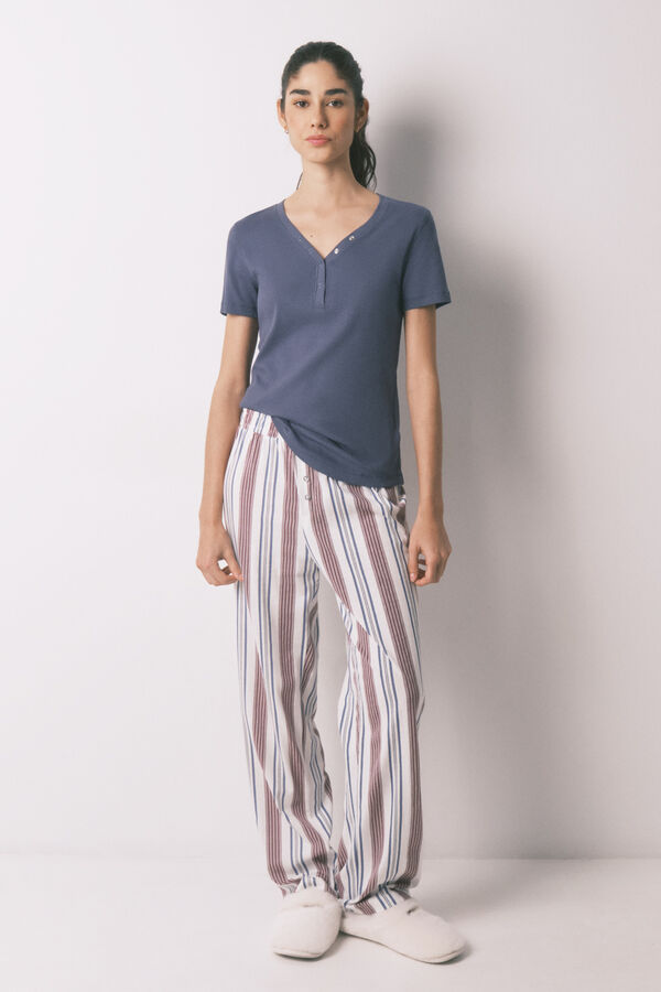 Women'secret Camiseta manga corta algod&oacute;n canal&eacute; azul azul