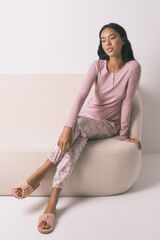 Women'secret Pijama largo algod&oacute;n estampado floral rosa rosa