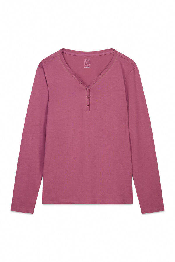 Women'secret Camiseta manga larga algod&oacute;n perchado granate burdeos