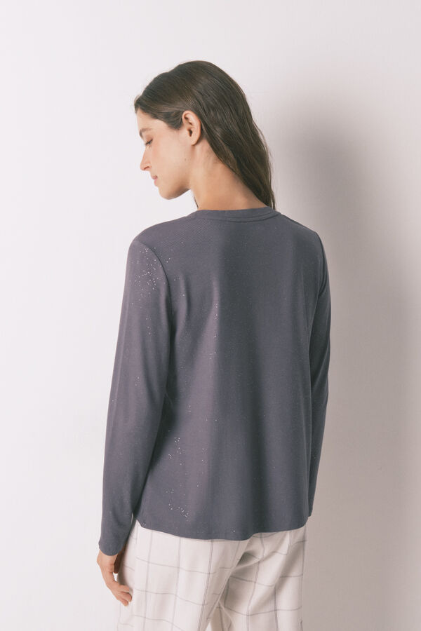 Women'secret Camiseta manga larga viscosa gris brillo gris