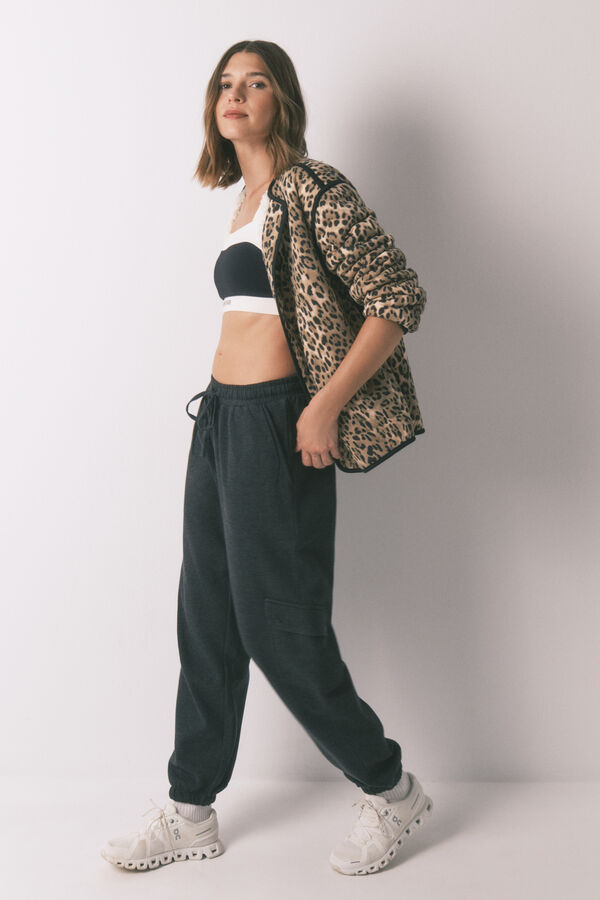 Women'secret Pantal&oacute;n largo carrot felpa fina gris gris