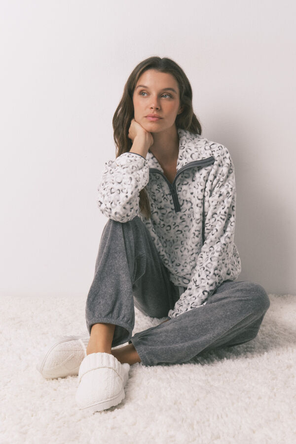 Women'secret Pijama largo polar animal print estampado