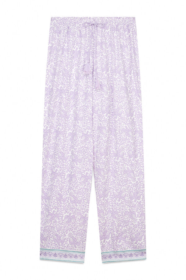 Women'secret Pantal&oacute;n largo carrot 100% algod&oacute;n lila morado/lila