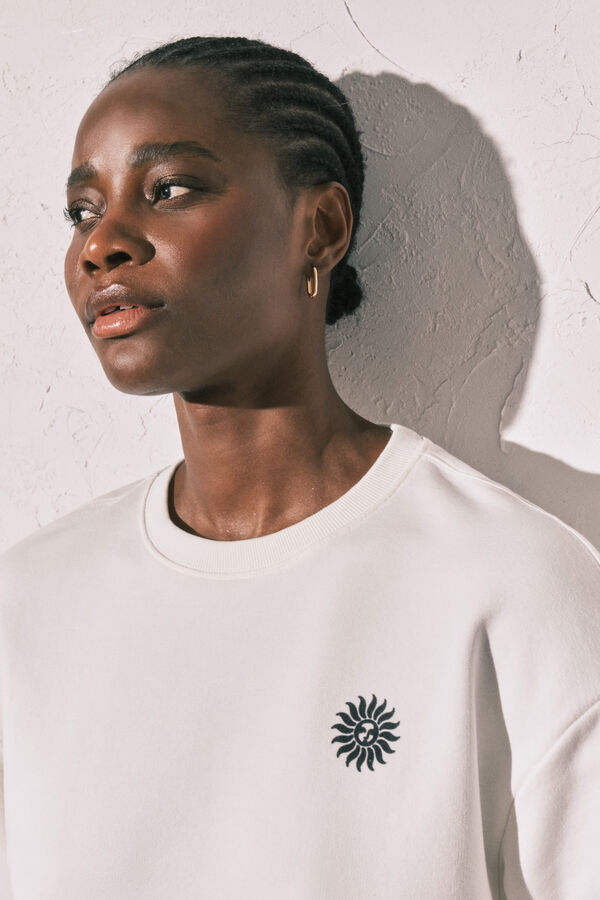 Women'secret Camiseta felpa blanca estampado "Club del Mar" marfil