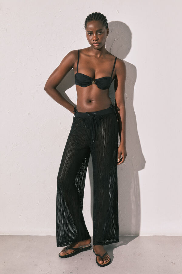 Women'secret Pantal&oacute;n punto efecto red negro negro