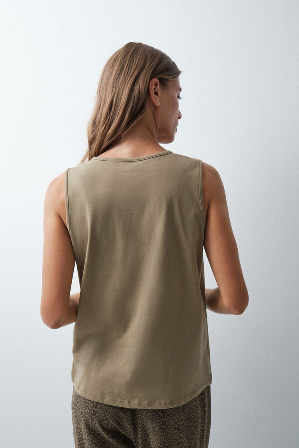 Women'secret Camiseta sin mangas algod&oacute;n verde kaki