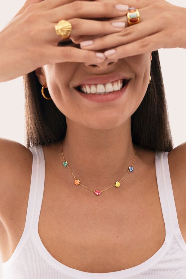 Singularu Collar Conchas Enamel Ba&ntilde;o Oro amarillo
