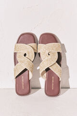 Women'secret Sandalias rafia granate y arena burdeos