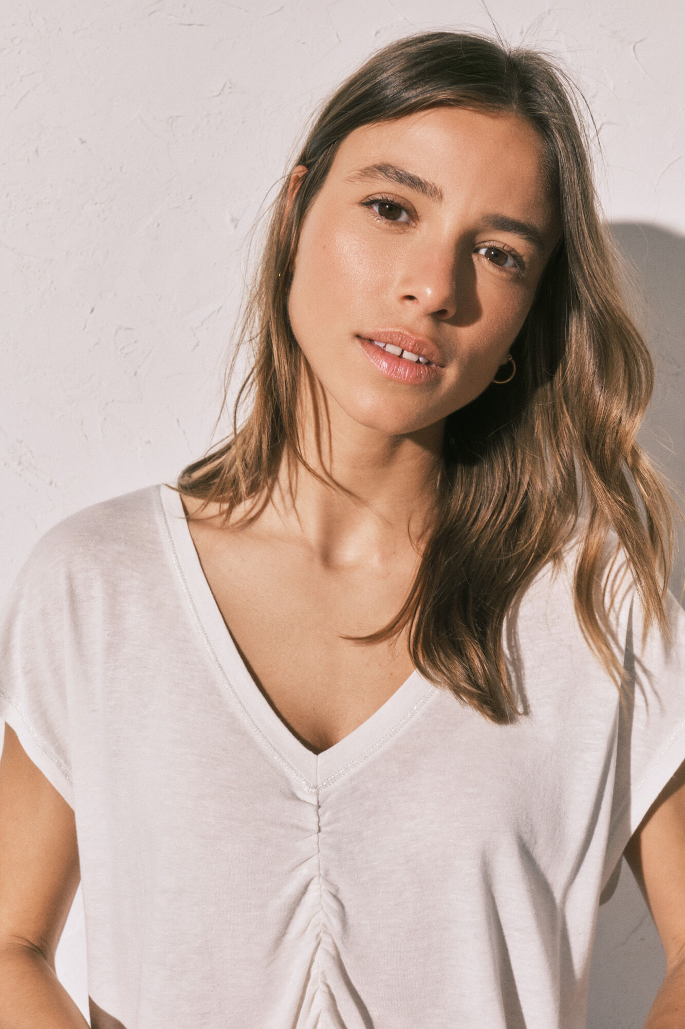 Women'secret Camiseta corta viscosa lino beige