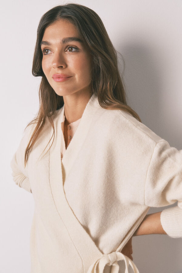 Women'secret Cárdigan tricot beige marfil