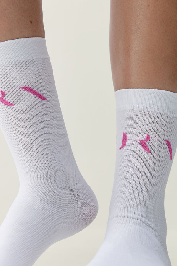 Born Living Yoga Calcetines Acari blanco/rosa fucsia estampado