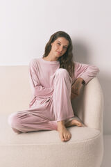 Women'secret Pijama largo canal&eacute; terciopelo rosa  rosa