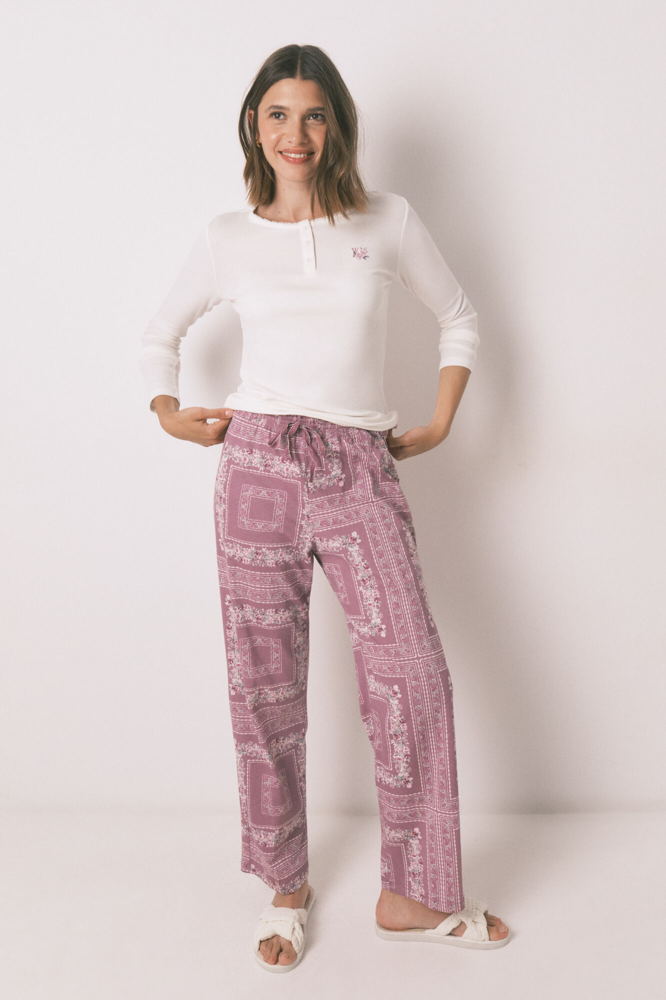 Women'secret Pijama largo algod&oacute;n estampado flores 
