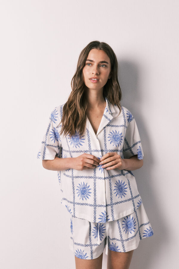 Women'secret Pijama corto camisero algod&oacute;n soles estampado