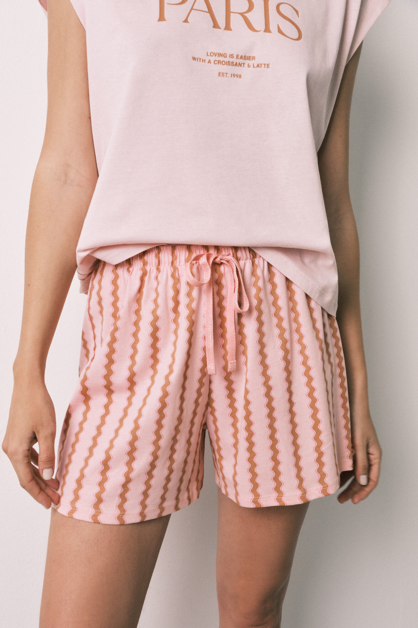 Women'secret Pijama corto algod&oacute;n rosa ondas