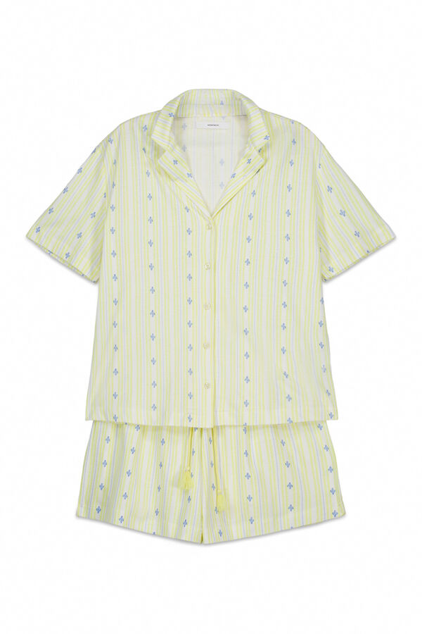 Women'secret Pijama corto camisero algod&oacute;n amarillo amarillo