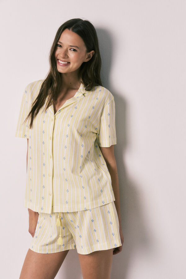 Women'secret Pijama corto camisero algod&oacute;n amarillo amarillo