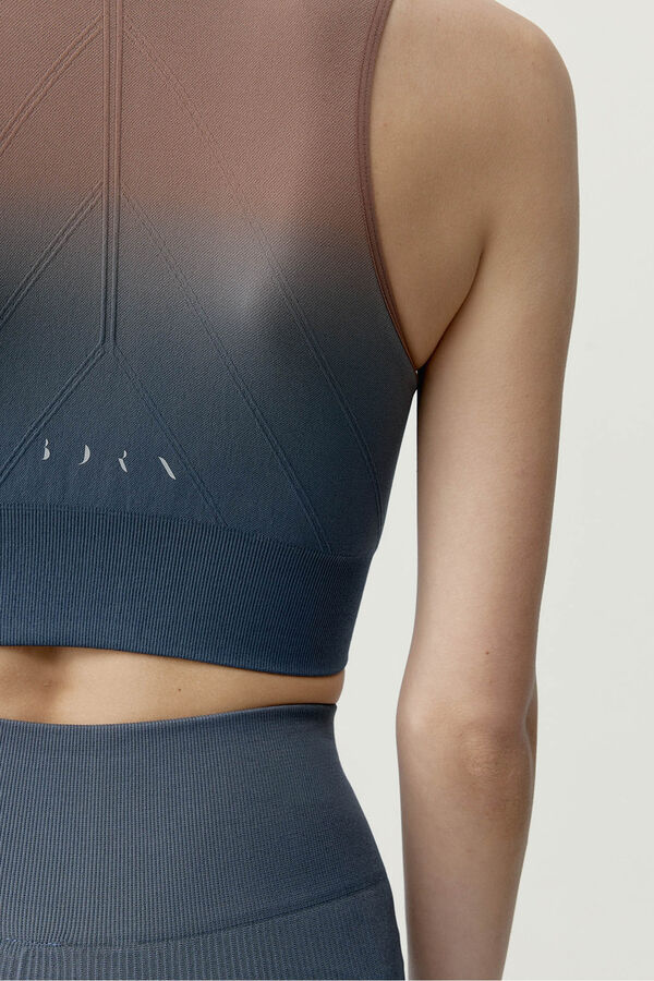 Born Living Yoga Top deportivo Dione azul gris&aacute;ceo y marr&oacute;n verde