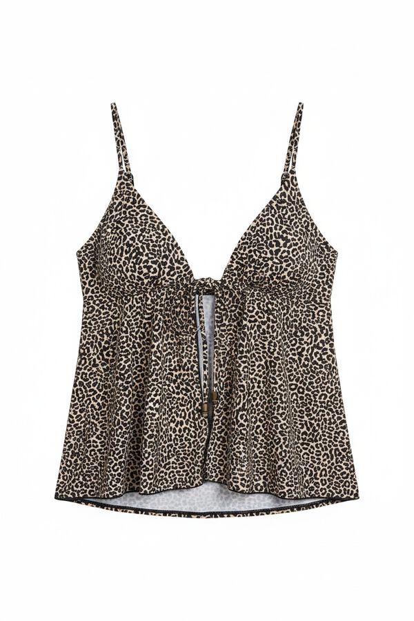 Women'secret Top bikini tankini triangular animal print blanco