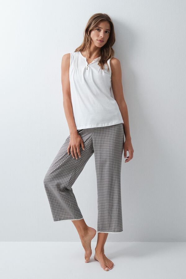 Women'secret Camiseta sin mangas algod&oacute;n blanco blanco