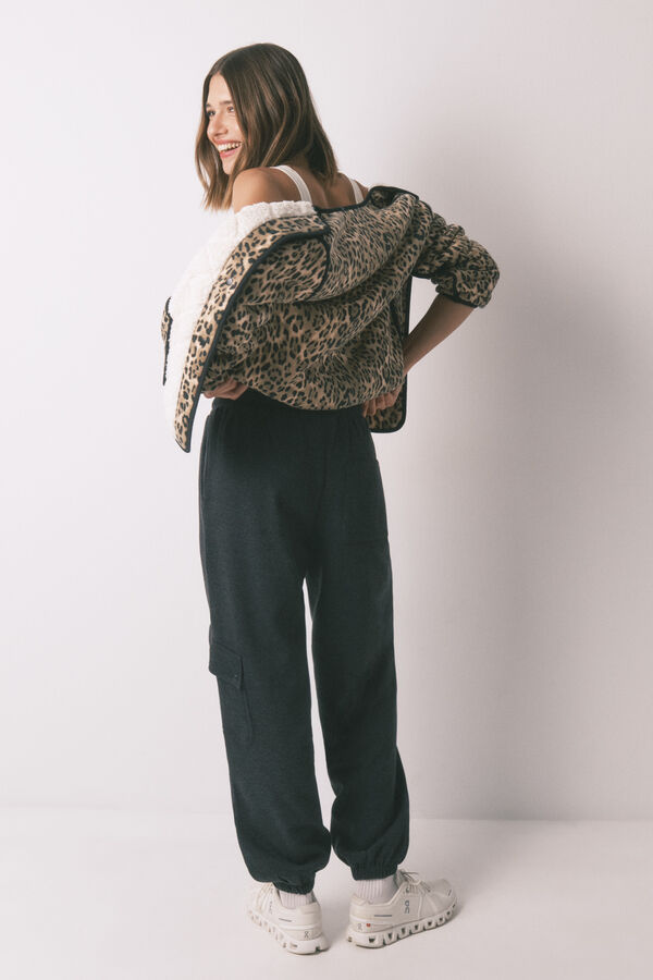 Women'secret Pantal&oacute;n largo carrot felpa fina gris gris