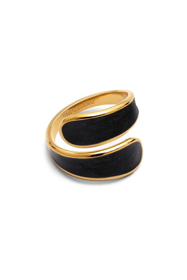 Singularu Anillo Abbraccio Black Acero Ba&ntilde;o Oro amarillo