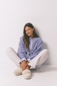 Women'secret Pantal&oacute;n largo franela print rayas multicolor